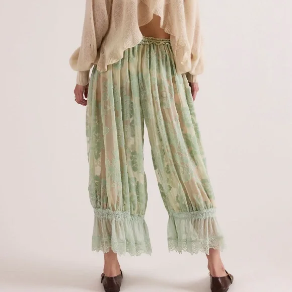 Free People Forever Young Burnout Pants- Seafoam Combo - Picture 4 of 13